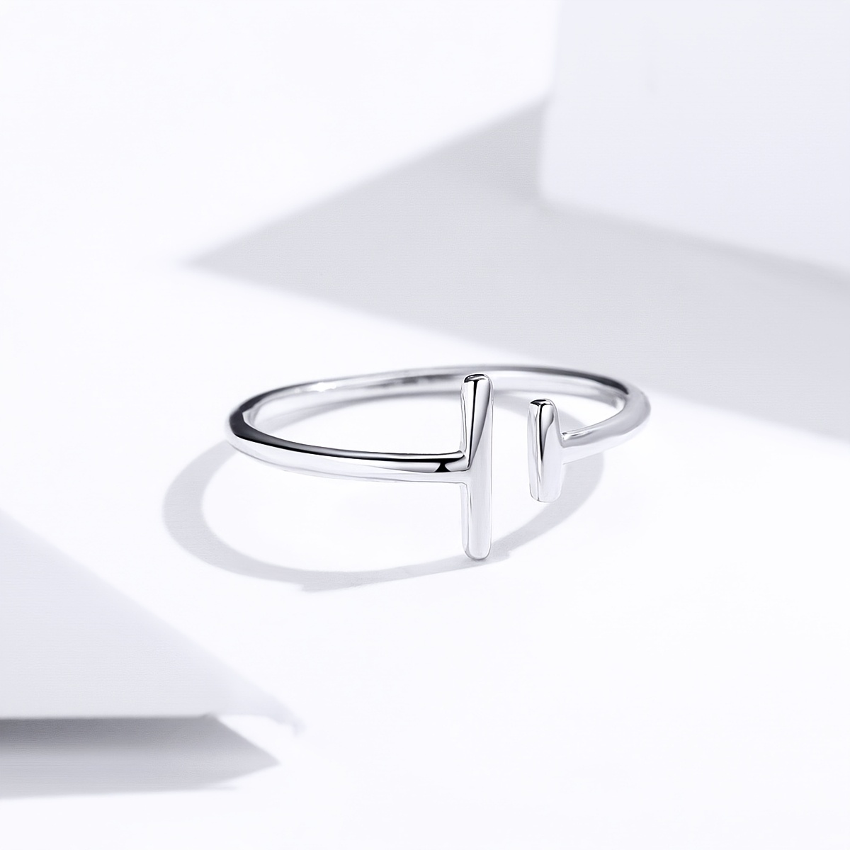 Minimalist Stylish Silver Ring, Parallel Line S925 Gold Plated